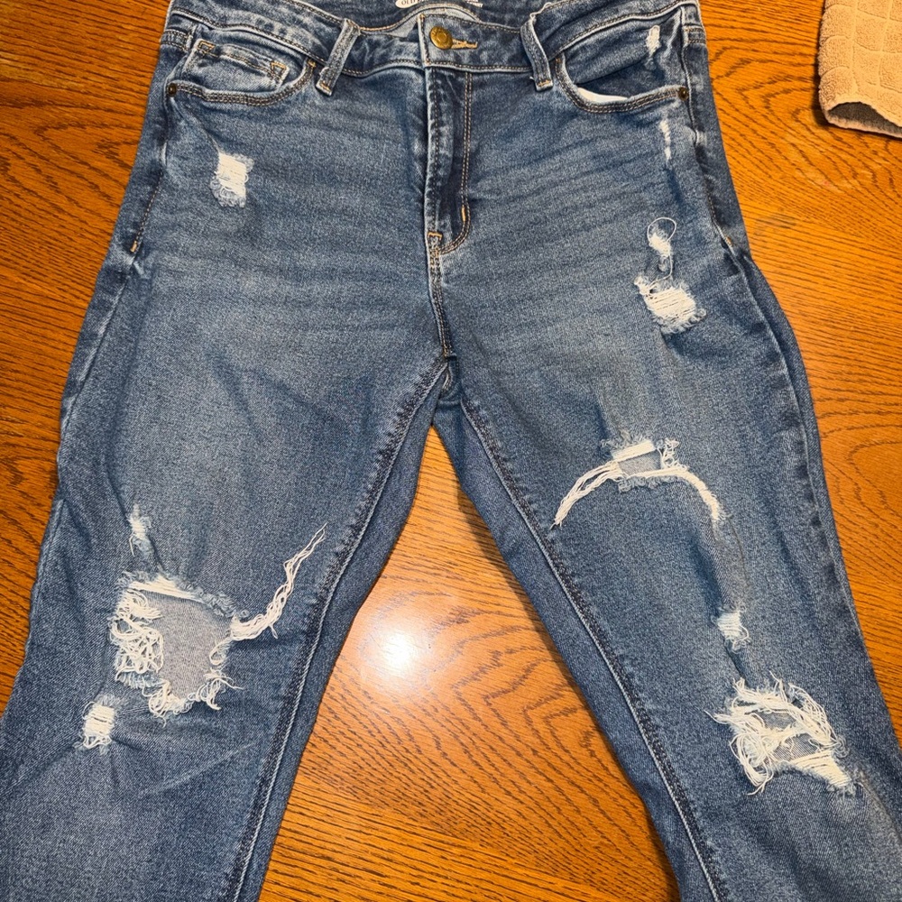 Old Navy Women's Distressed Super Skinny Jeans - Blue